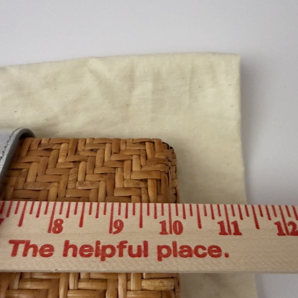RARE Tory Burch Woven Straw Wicker Clutch Bag Metallic Strap T Logo Dustbag - Picture 6 of 8